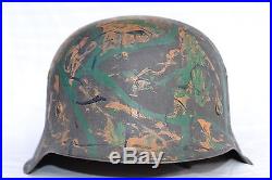 Rare German Wwii Original Camouflage Helmet Normandy Tropical Sudfront Ww2 Camo
