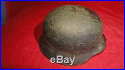 RARE PAINTED CAMOUFLAGE WW2 GERMAN M40 HELMET WITH LINER-MAKER AND SIZE-SE66