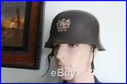 RARE WW2 GERMAN STEEL HELMET M34 POLICE IN POLISH MILITIA SERVICE With EAGLE