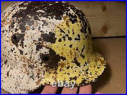 RARE WW2 German Army White Wash M40 German Helmet Original Eastern Front Relic