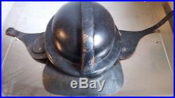 RARE WW2 German NSKK Black Leather Strapped Motorcycle helmet Very Solid