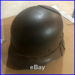 Rare All Original Ww2 German M35 Decal Wire Helmet