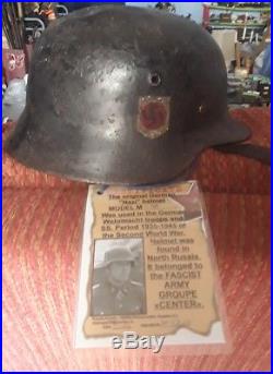 Rare Beautiful German WW2 Double Decals special troop Helmet M-40 w. Certificate