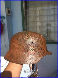 Rare Beautiful german WW2 Helmet M-35 w. Certificate of Originality a. Nice decal