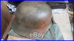 Rare German helmet Monte Cassino camo italian battle complete ww2