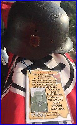 Rare Quality WW2 Double Decals German Special Troops M-40 Helmet w. Certificate