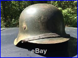 Rare WW2 German M42 Helmet Former Normandy Camo Complete Liner Chinstrap & Bonus