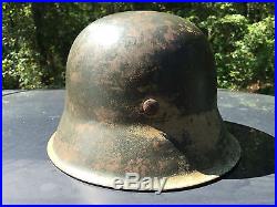 Rare WW2 German M42 Helmet Former Normandy Camo Complete Liner Chinstrap & Bonus
