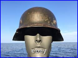 Rare WW2 German M42 Helmet Former North AFRICAN Campaign Camo Liner & Chinstrap