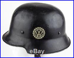 Rare WW2 German Volkswagen Factory Military Protection Helmet WV Decal Original