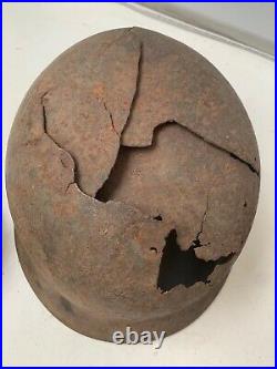 Relic WW2 German Army Helmet Good solid shell Blast Damage