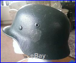 Restored Original WW2 M40 German Helmet, with Original Liner. ET66 Shell