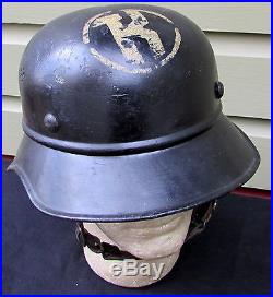 Super Rare Original Ww2 German Krupp Armaments Factory Police Guard Helmet