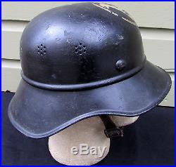 Super Rare Original Ww2 German Krupp Armaments Factory Police Guard Helmet