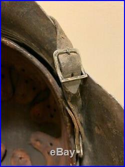 Single Decal WW2 German Helmet M42 Named With Original Liner Chin Strap & Paint