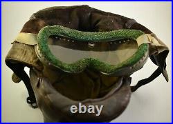 VTG WW2 WWII GERMAN REAL NAPPA MOTORCYCLE RIDER LEATHER HELMET with glasses