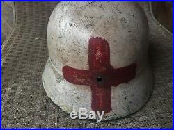 Very Rare Original German Ww2 M40 Et64 Beaded Medics Helmet