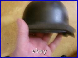 Very rare german ww2 police helmet impacted on top original m40