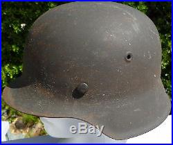 Vintage WWII (WW2) Metal Helmet German Leather Inside Size 57
