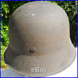 Vintage WWII (WW2) Metal Helmet German Leather Inside Size 57