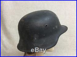 Vtg Authentic Original WWII WW2 German Military Helmet with Decal & Liner ET64