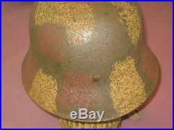 World War 2 German M-42 3 Color Sawdust Camo Helmet From Kursk Original