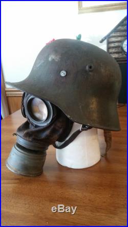 WW1 WWI WWII WW2 German Transitional Helmet, M18, Gas Mask, Liner, Steel, Chinstrap