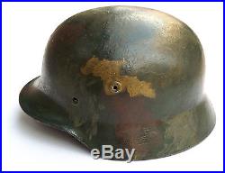 WW2 Authentic German Military M40 3 Color Camo Helmet Q66 Army Named