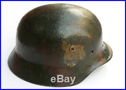 WW2 Authentic German Military M40 3 Color Camo Helmet Q66 Army Named