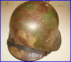 WW2 GERMAN CAMO ARMY HELMET M40 ET62 MILITARY STEEL POT With SOLDIERS INITIALS