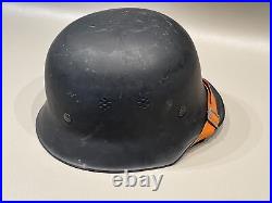 WW2 GERMAN CIVIC DUTY HELMET STAHL 64 With LINER & CHINSTRAP 4