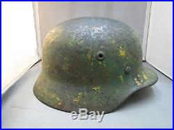 Ww2 German Luftwaffa Camoflage Steel Helmet With The Original Liner