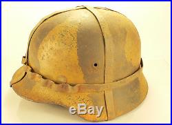 WW2 GERMAN M40 HELMET WITH RARE CROSS FLAT BANDS, FULLY COMPLETE