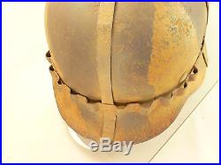 WW2 GERMAN M40 HELMET WITH RARE CROSS FLAT BANDS, FULLY COMPLETE