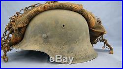 Ww2 German M42 Helmet With Hessian Cover And Regulation Camo Netting