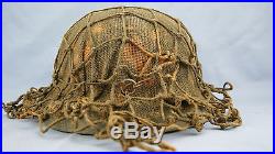 Ww2 German M42 Helmet With Hessian Cover And Regulation Camo Netting