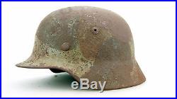 Ww2 German M-40 Helmet With Nice Camo Pattern, Complete With Liner