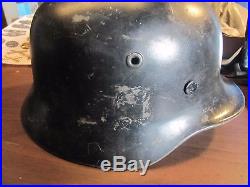 Ww2 German Ss Helmet Black With Liner Decal Removed No Chin Strap