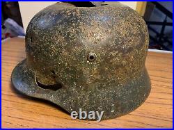 WW2 German Army Battle Damaged Relic Helmet Loads of Paint Great relic