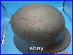 WW2 German Army Wehrmacht Combat Relic Helmet Great Paintwork & Blast Damage