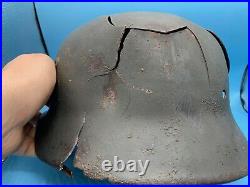 WW2 German Army Wehrmacht Combat Relic Helmet Great Paintwork & Blast Damage