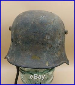 WW2 German DD M17 Ordnungspolizei Helmet Liner & Chinstrap Battle Damaged LOOK
