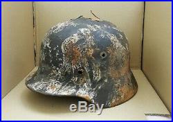 WW2 German Helmet M40/62 Repaint Winter Camo Wehrmacht Original Dug relic
