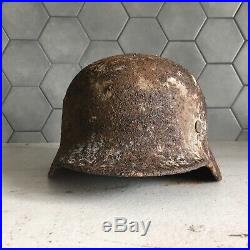 WW2 German Helmet M40 in winter camo coat Wehrmacht Stahlhelm Original Equipment