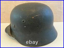 WW2 German Helmet M40 with Liner & Chin Strap. Size 64/56. Named. Orig