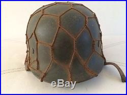 WW2 German Helmet, M-40. Complete with the liner, drawstring and full wire basket