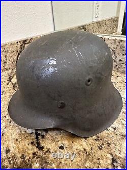 WW2 German Helmet Original Q64 With Liner Untouched Authentic Textured Camo