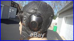 WW2 German LKPW101 Winter Leather Flight Helmet Size 7 1/4 Hard Shell Ear