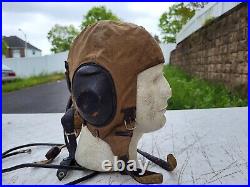 WW2 German LKpS101 Cloth Flight Helmet with Receivers & Throat Mic Size Medium
