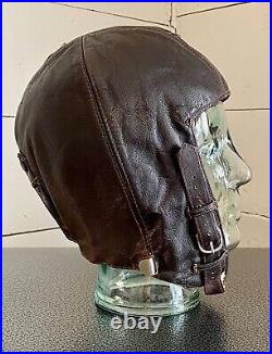 WW2 German Luftwaffe Pilot Flight Navigator Leather Helmet Cap Original MINT
